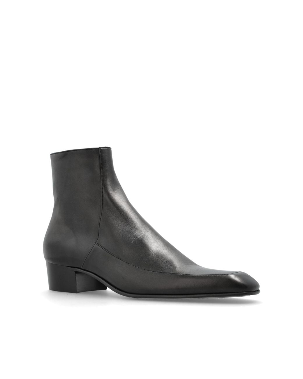Saint Laurent Black Leather Ankle Boots 'Ozil' for men