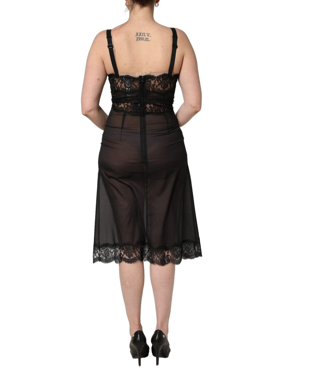 Dolce & Gabbana Black Silk Lace Slip Lingerie Chemise Sleepwear Viscose Nylon Elastane Clothing