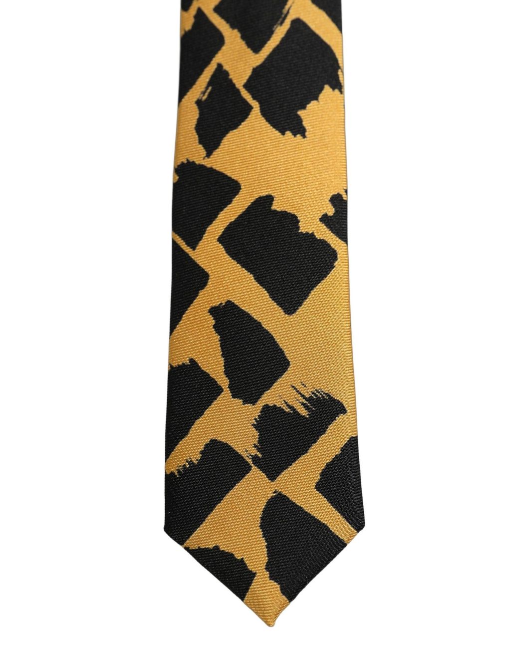 Dolce & Gabbana Yellow Abstract Silk Adjustable Tied Necktie Tie for men