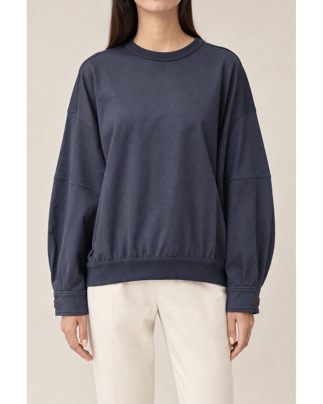 Brunello Cucinelli Blue Dark Cotton Sweatshirt