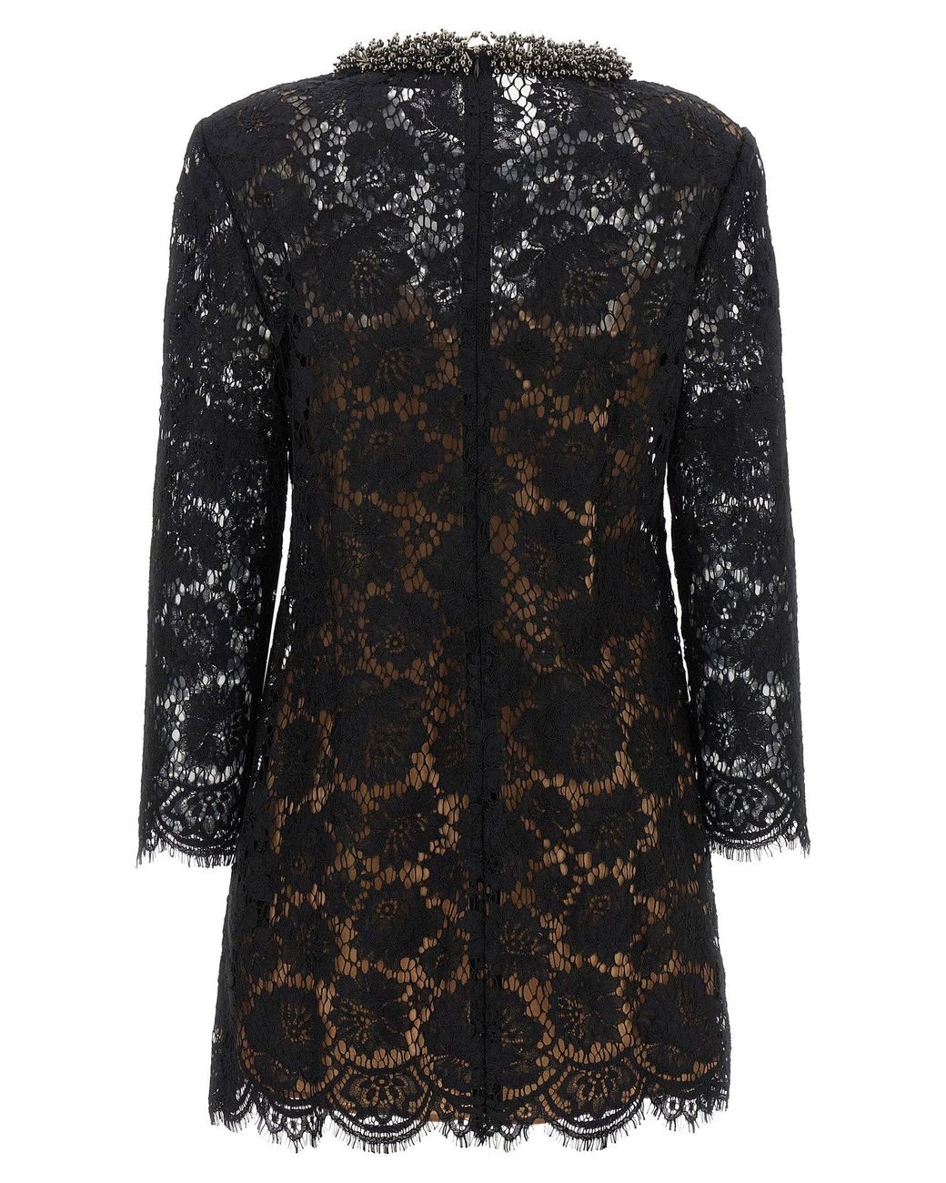 Self-Portrait Black Lace With Jewel Collar Dress