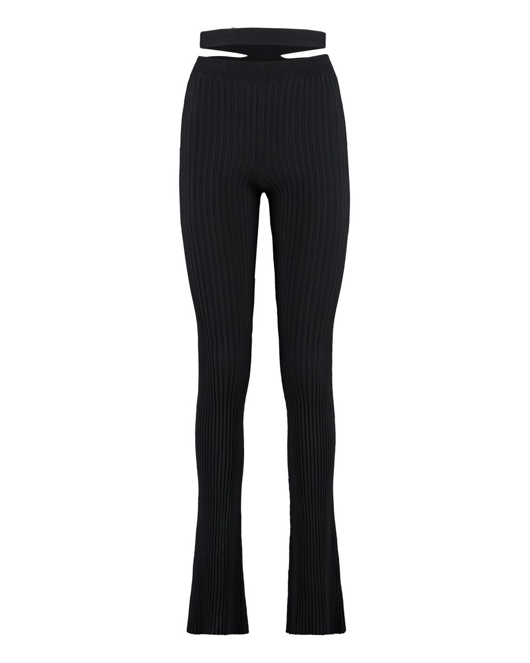 ANDREADAMO Blue Ribbed Knit Flared Trousers Viscose