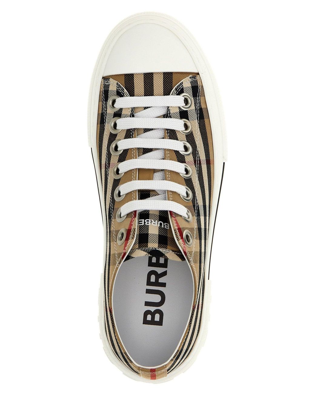 Burberry Check Canvas Sneaker in White | Lyst