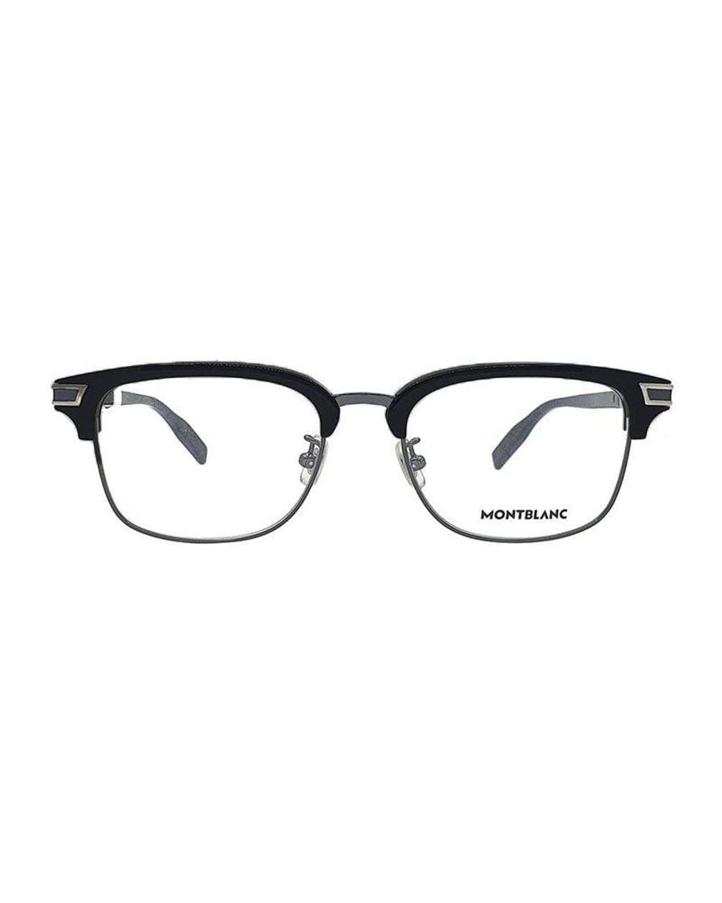 Montblanc Brown Montblanc Eyeglasses Rectangle Full Rim, Shiny Frame And Clear Demo Lens Lens Mb0043O001 for men