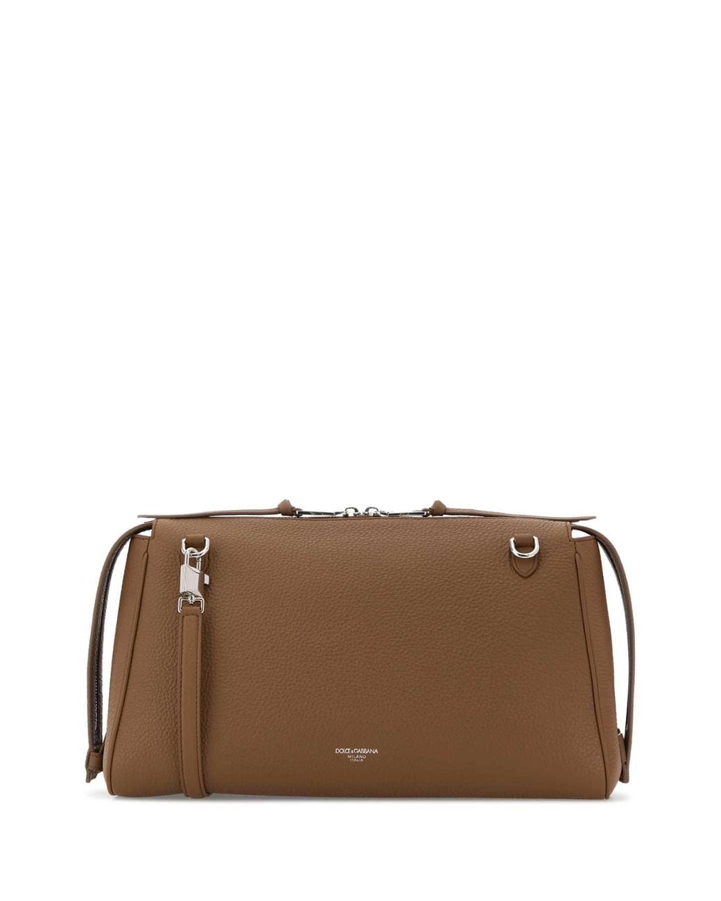 Dolce & Gabbana Brown Dolce & Gabbana Pebbled Calf Leather Shoulder Bag