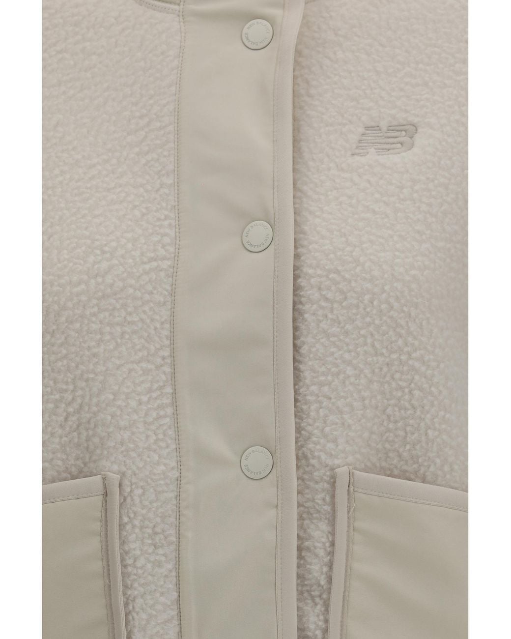New Balance White High-Neck Fleece Jacket Recycled Polyester