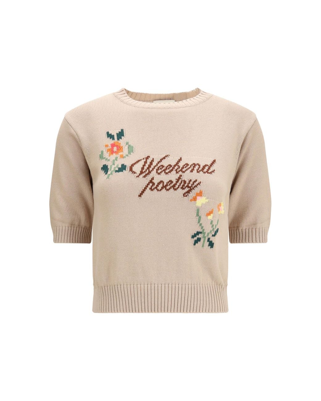 Weekend by Maxmara White Sweater Cotton Knit With Embroidery T-Shirts & Jerseys
