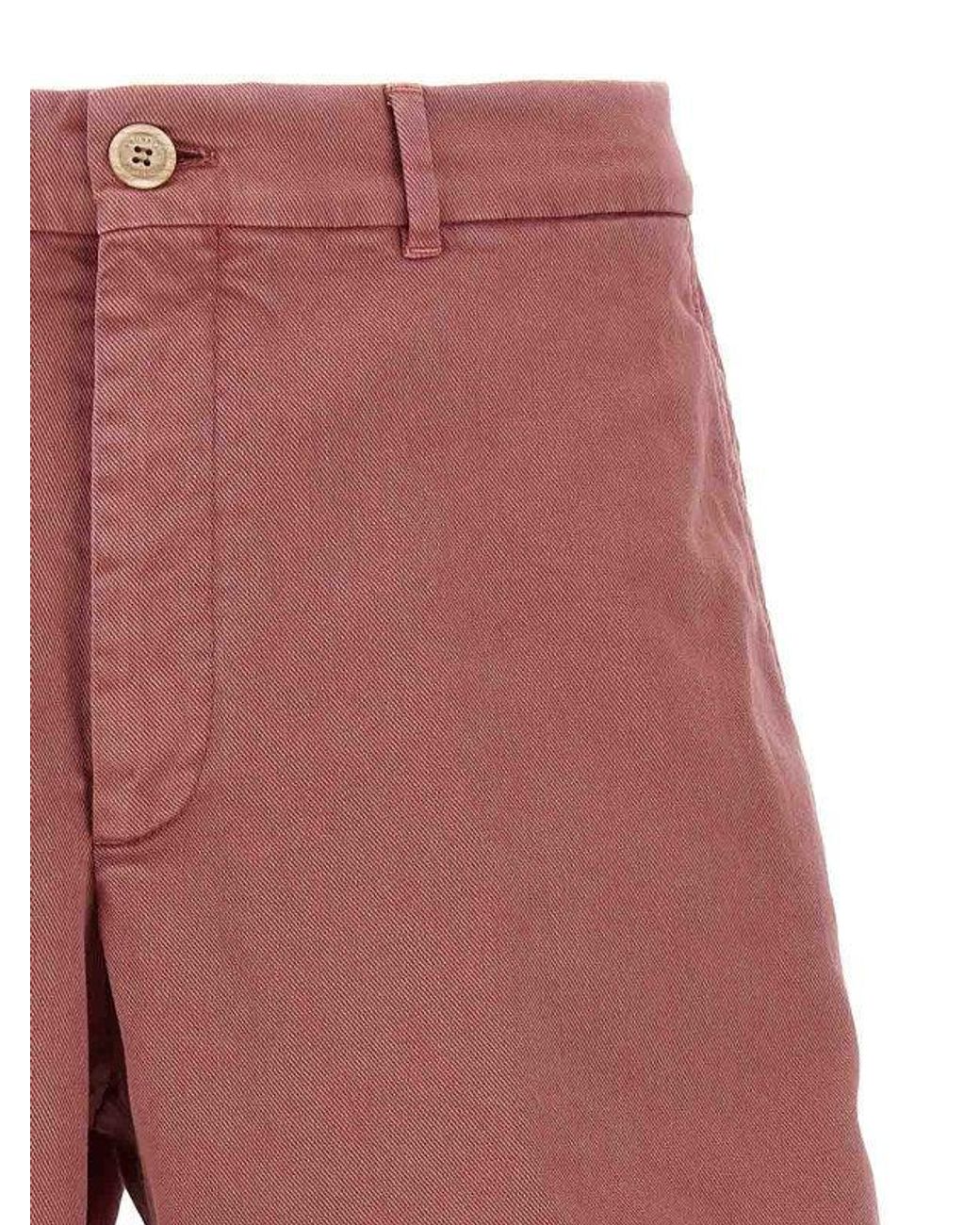 Brunello Cucinelli Raspberry Tailored Cotton Shorts for men