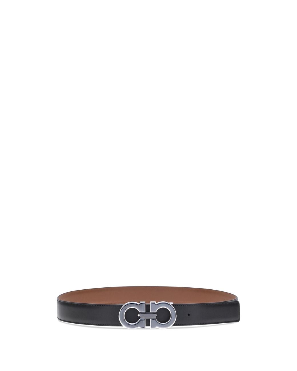 Ferragamo White Gancini Reversible Belt Calf Leather Bos Taurus E Braces for men