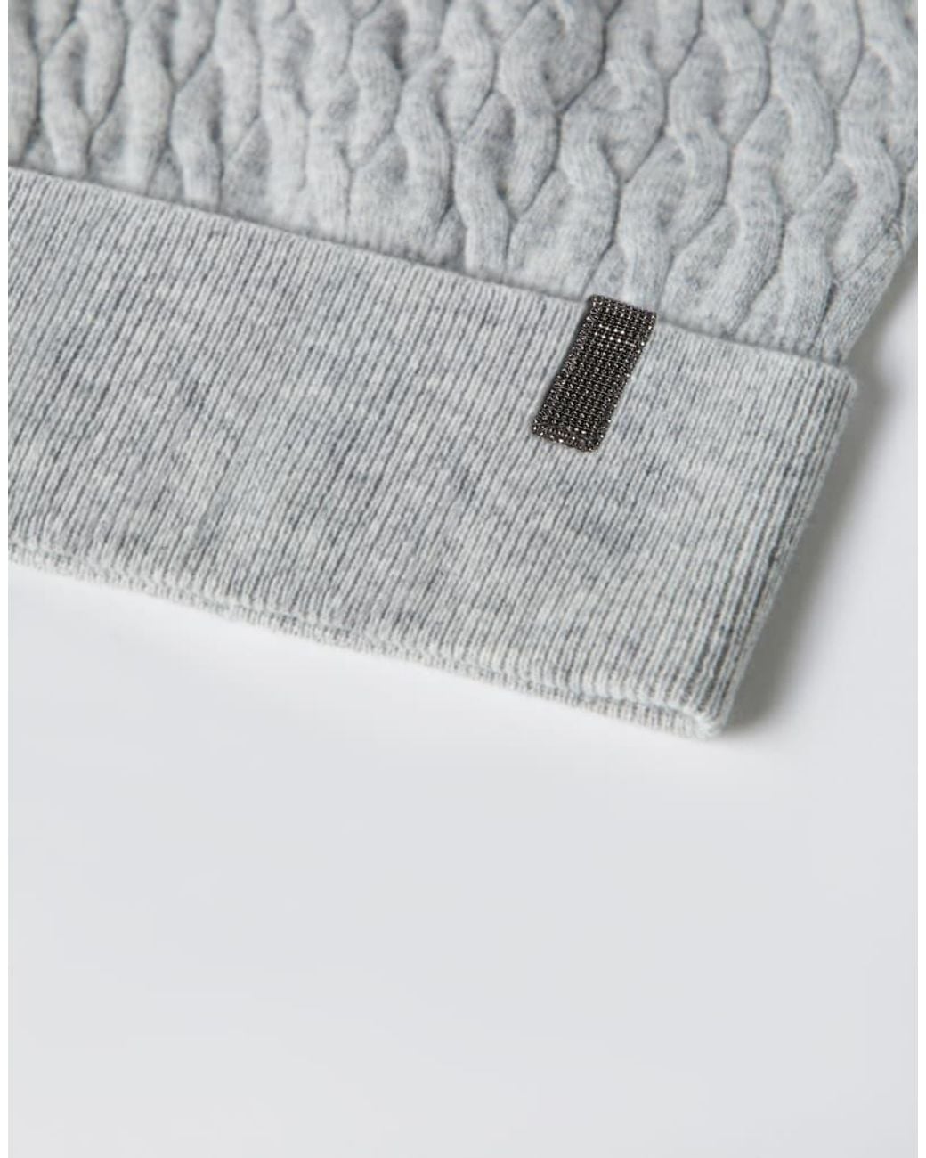 Brunello Cucinelli Gray Light Cable Knit Hat