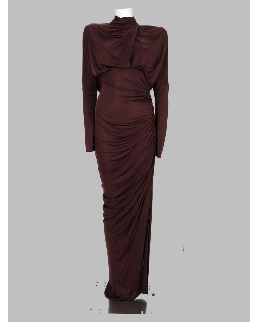 Balmain Purple Draped Jersey Dress Viscose