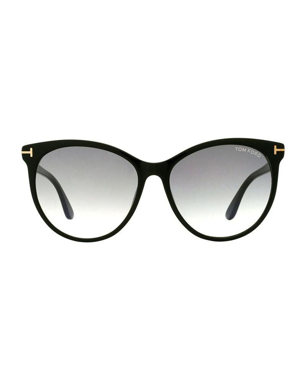 Tom Ford Black Sunglasses Cat Eye Full Rim, Shiny Frame And Smoke Gradient Lens Ft078701B
