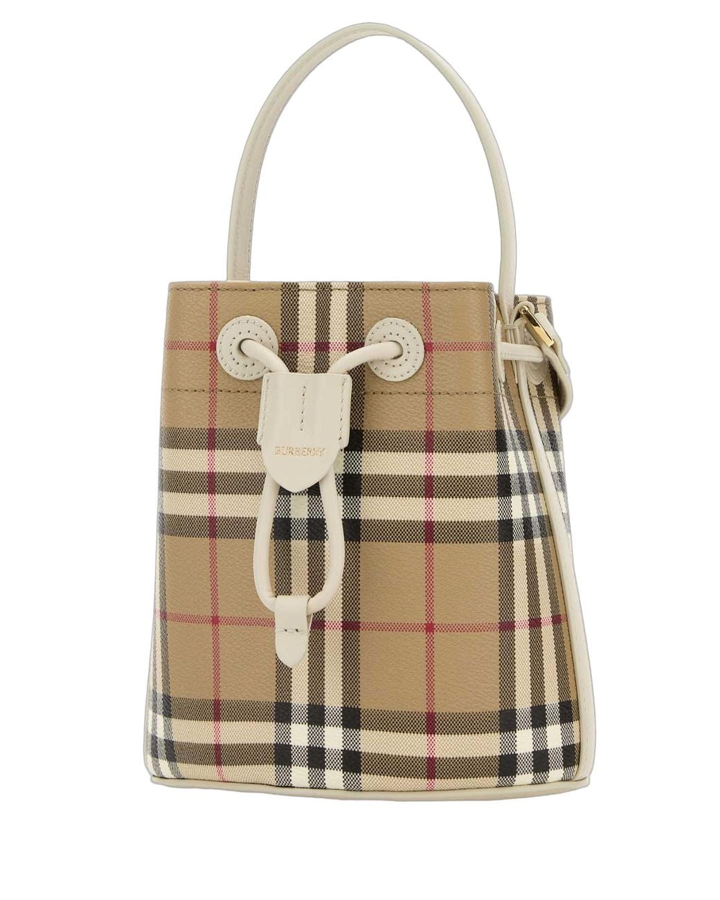Burberry Burberry Signature Check Jacquard Top Handle Bag in Natural | Lyst