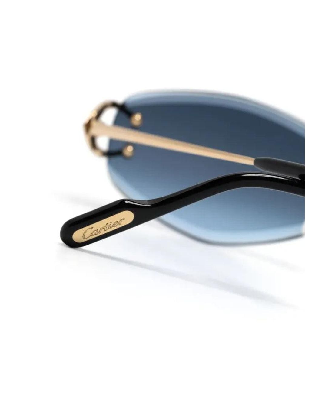 Cartier Blue Cartier Eyewear Ct0467S Rimless Gradient Lens Sunglasses for men