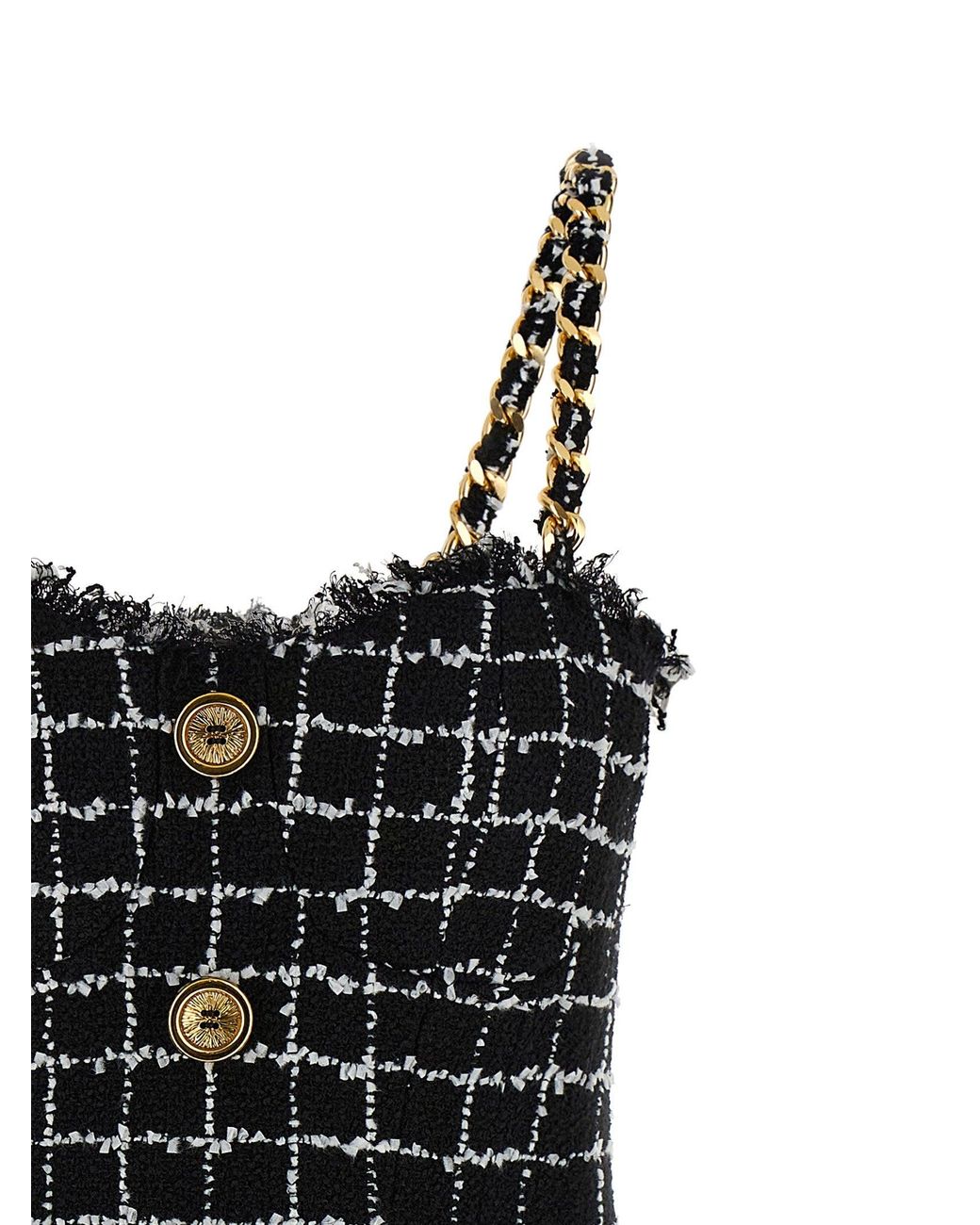 Balmain Black Check Tweed Dress
