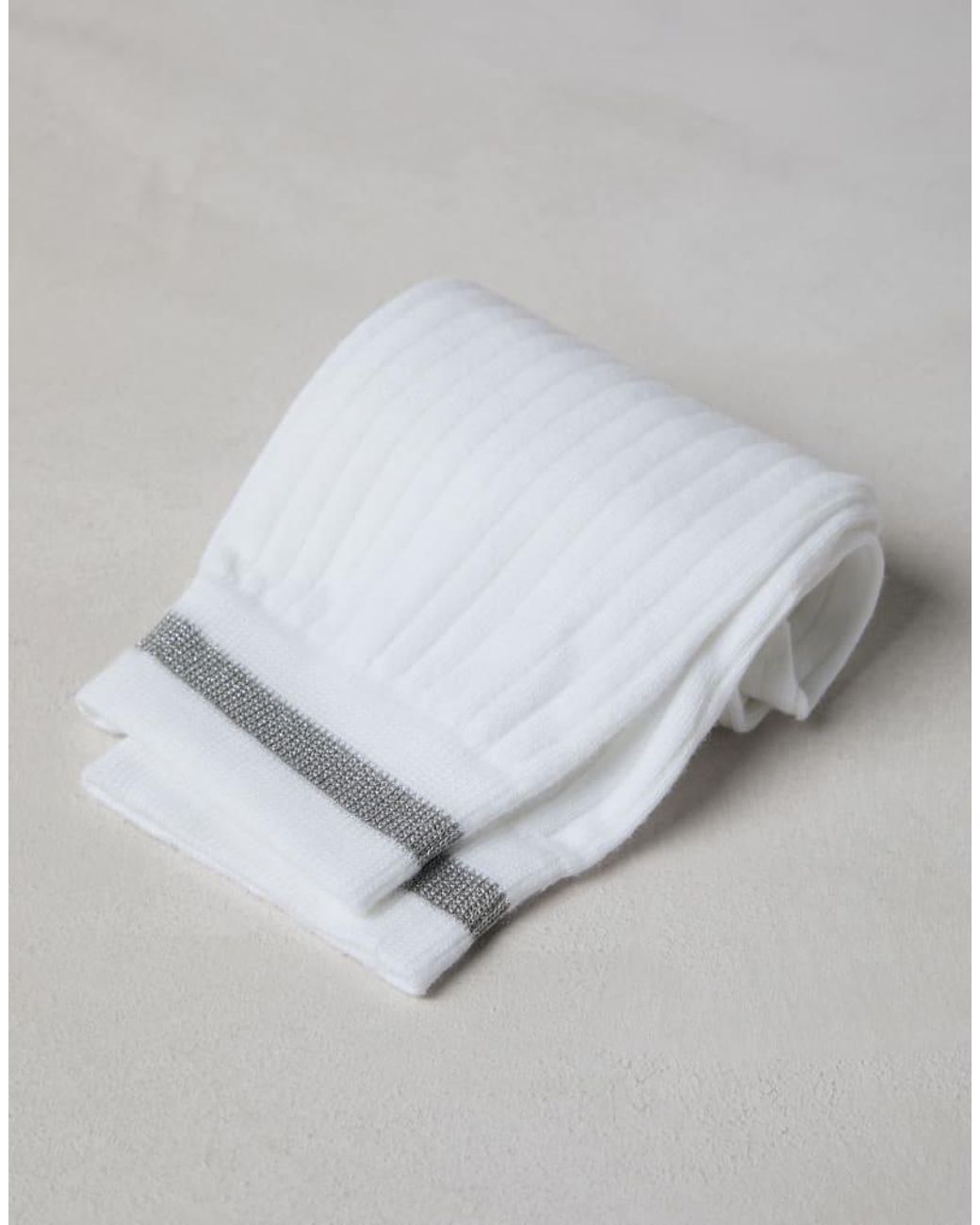 Brunello Cucinelli Gray Ribbed Cotton Socks
