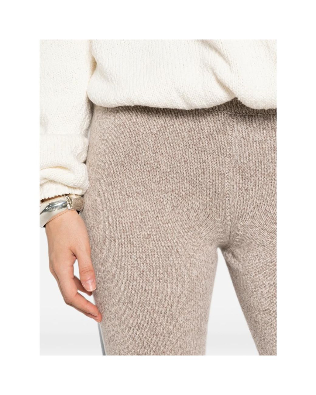 ELY ELY Natural Marl-Knit Flared Trousers