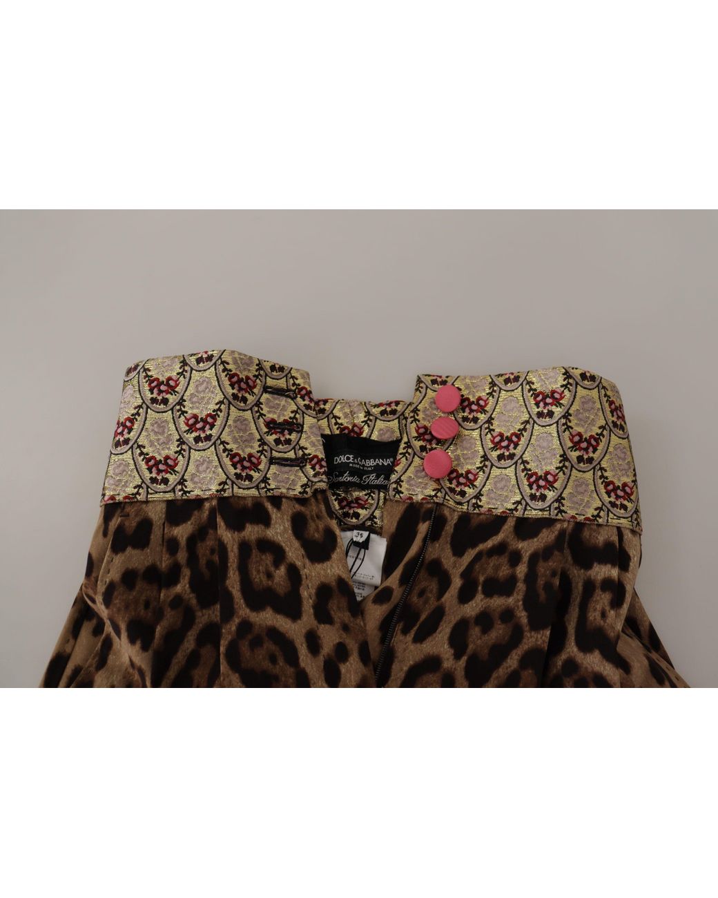Dolce & Gabbana Black High Waist Cropped Leopard Jacquard Pants