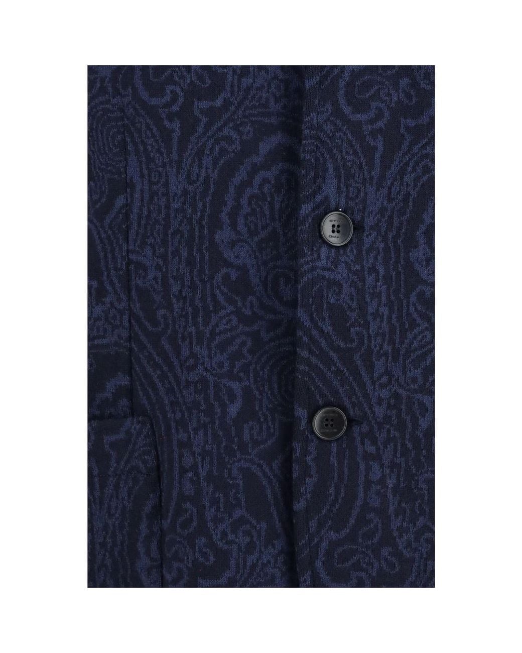 Etro Blue Wool Oves Aries Jacket for men