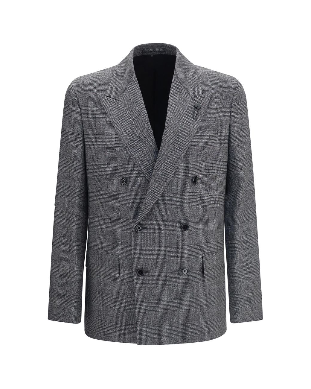Lardini Gray Double-Breasted Wool Blazer Merino Ovis Aries Blazers E Vests for men