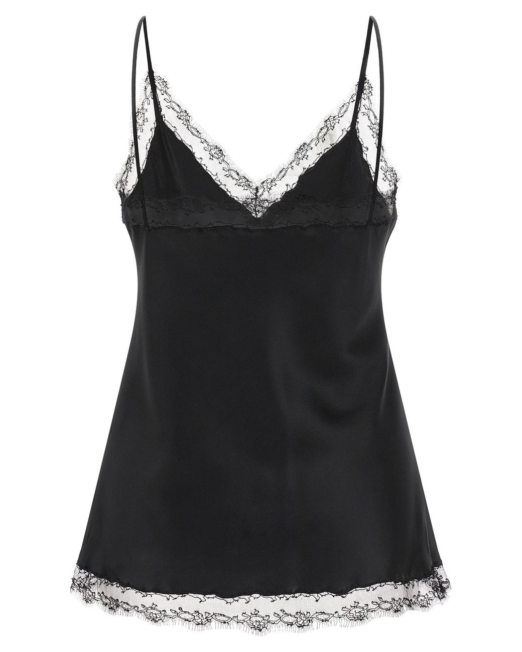 Ermanno Scervino Black Silk Lingerie Top With Lace