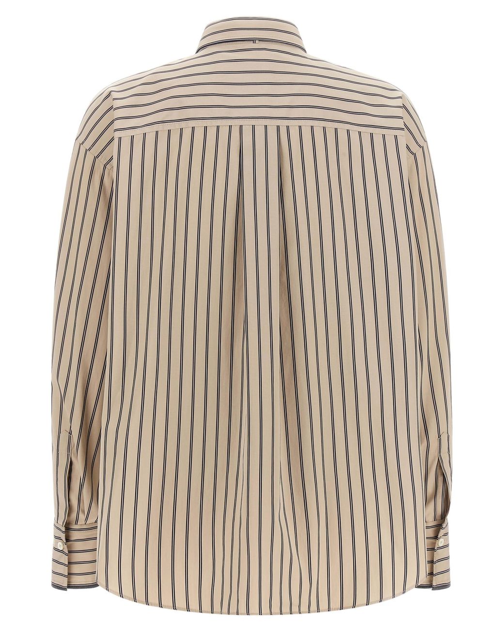 Brunello Cucinelli Brown Brunello Cucinelli Vertical Striped Cotton Blouse