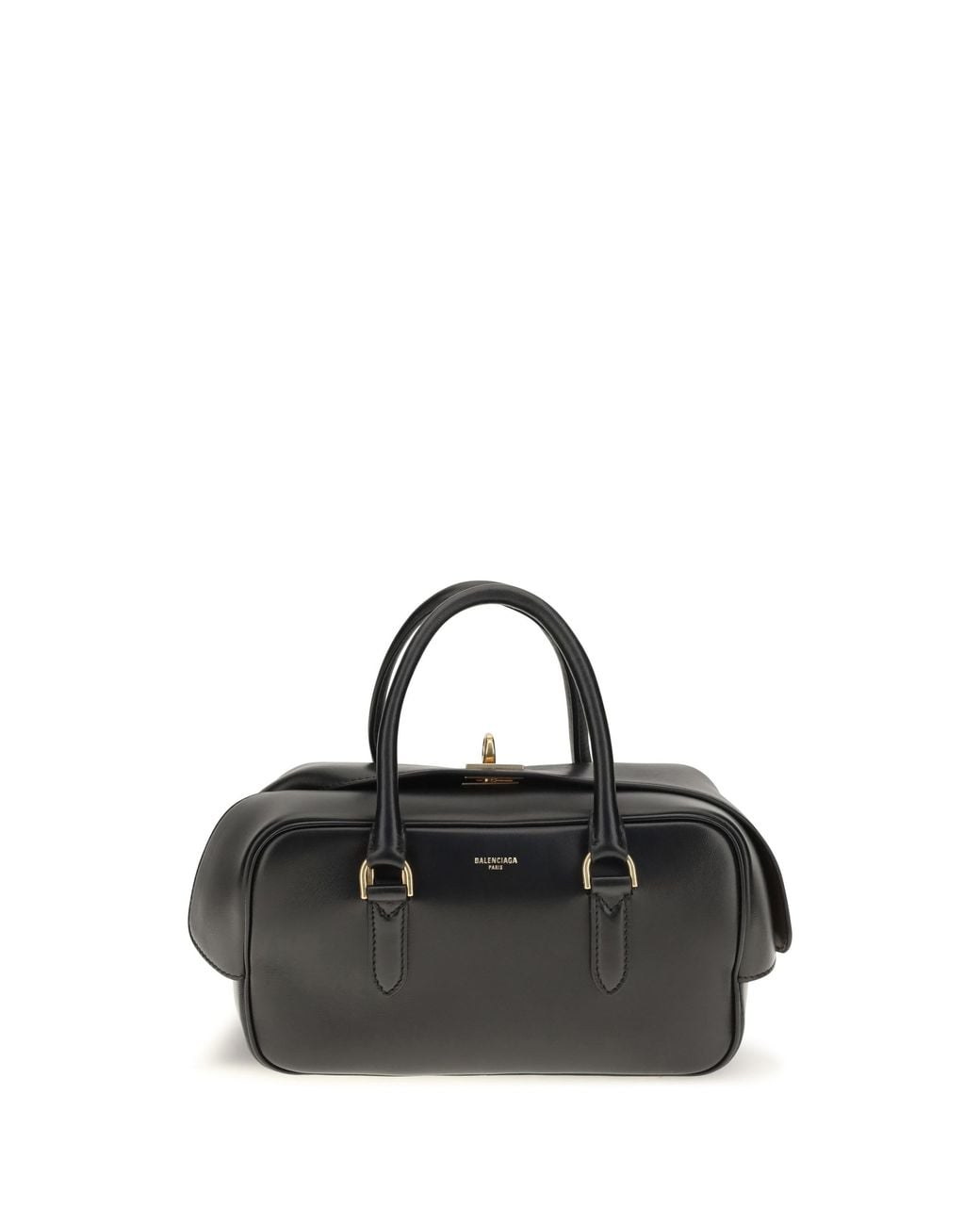 Balenciaga Black Small Le 7 Bowling Handbag Lamb Bag