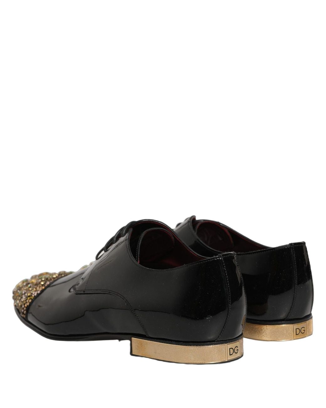 Dolce & Gabbana Black Embellished Derby Dress Formal Shoes Leather for men