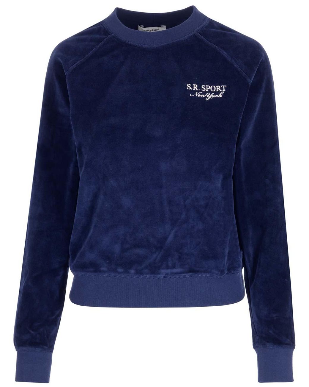 Sporty & Rich Crew Neck Sweater In Blue Velvet Lyst