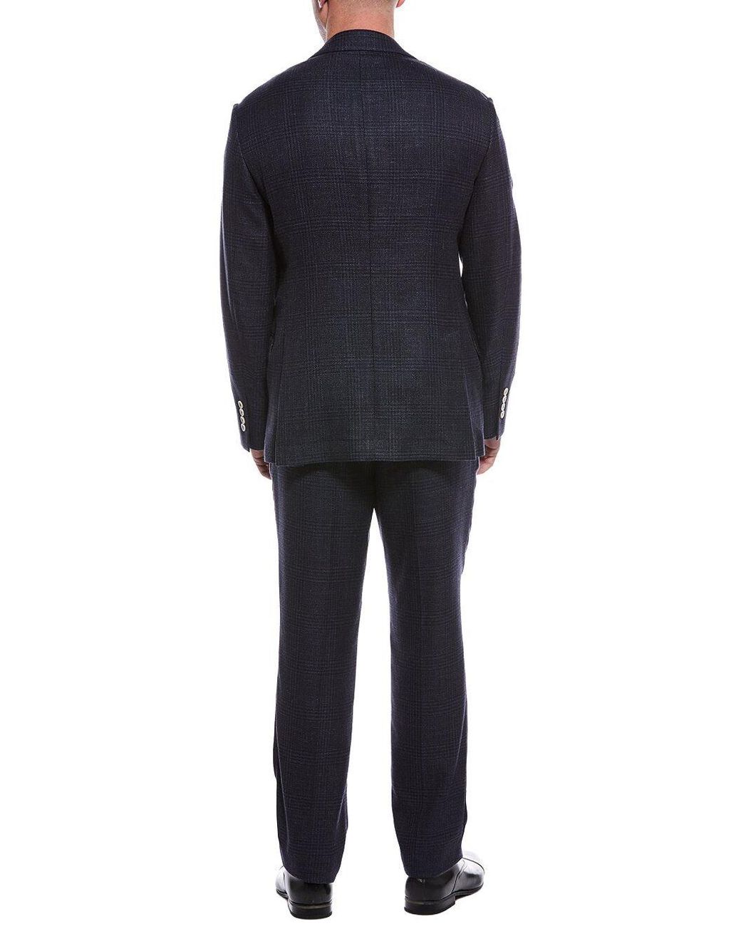Brunello Cucinelli Black Micro-Check Wool Two-Piece Suit for men