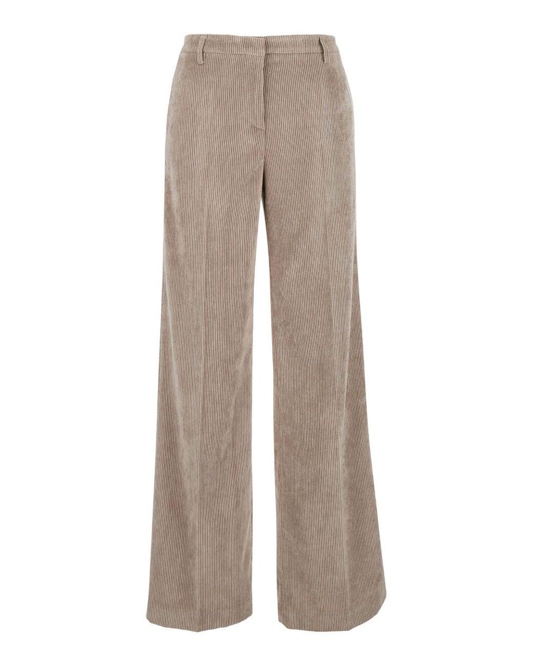 Le Plain Gray Corduroy Straight-Leg Pants Cotton Trousers