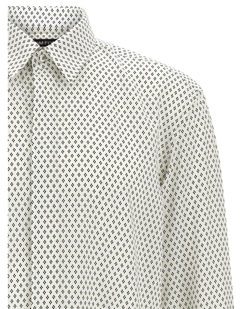 Tom Ford White Diamond-Print Silk Crepe Shirt for men