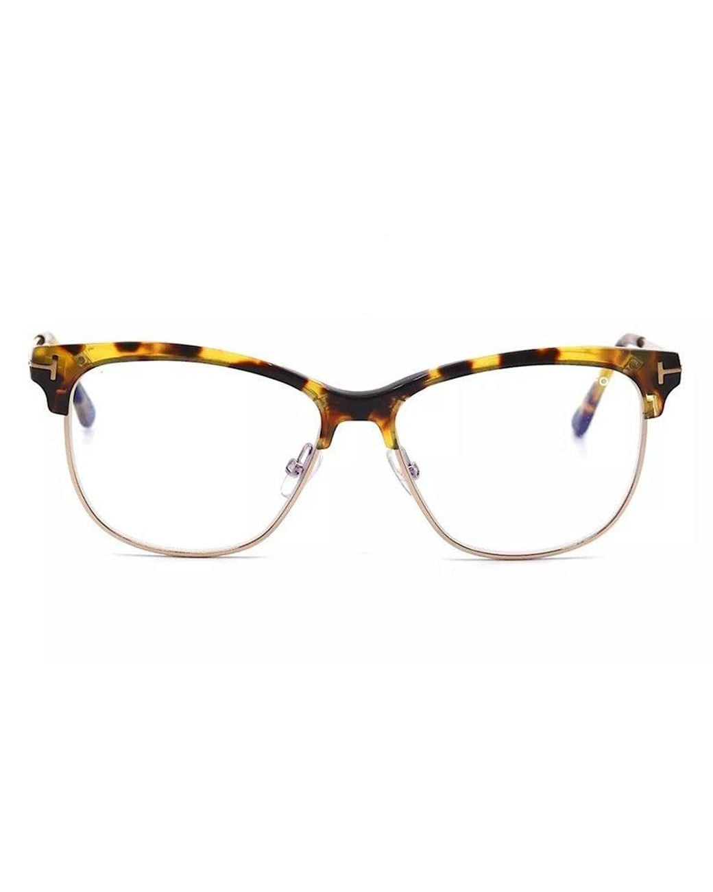 Tom Ford Metallic Eyeglasses Square Full Rim, Frame And Clear Demo Lenses Lens Tf5546-B056