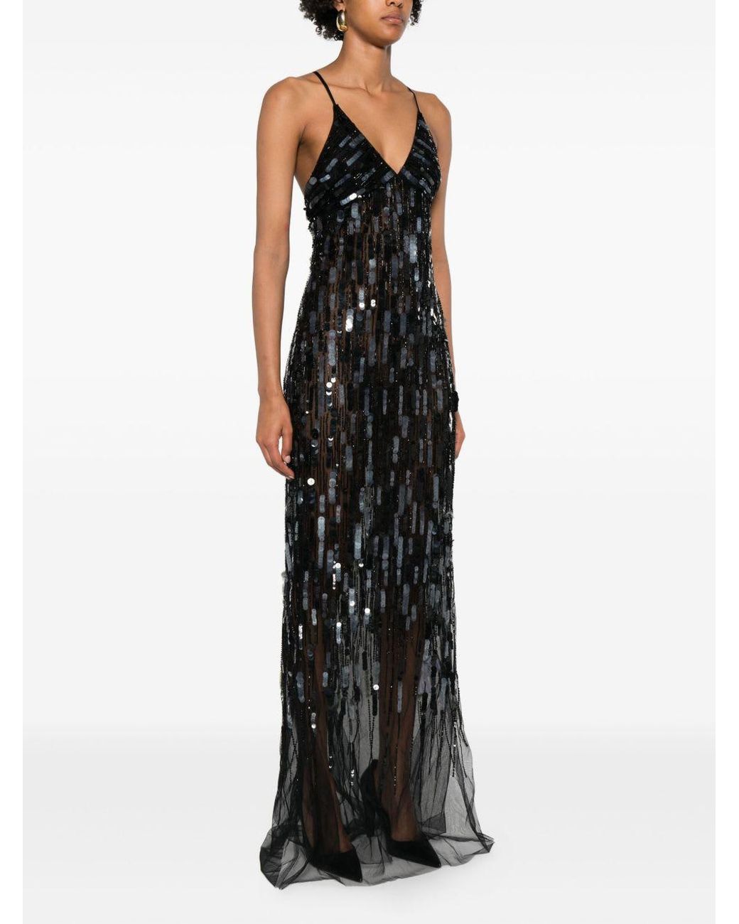 Elisabetta Franchi Black Sequin Embellished Dress