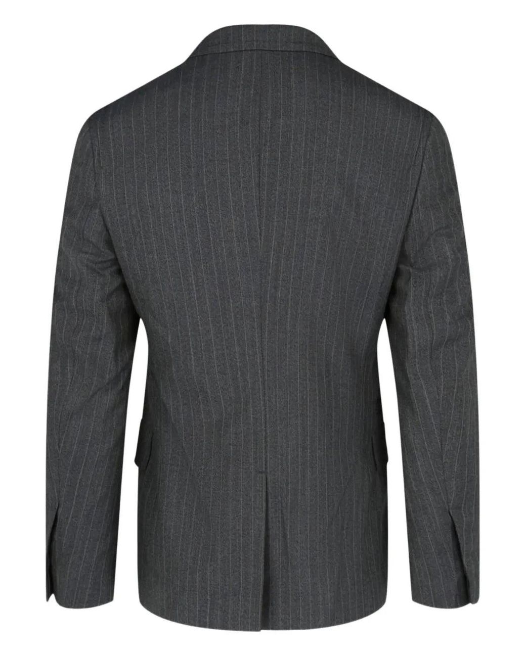 Ferragamo Black Pinstripe Buttoned Jacket for men