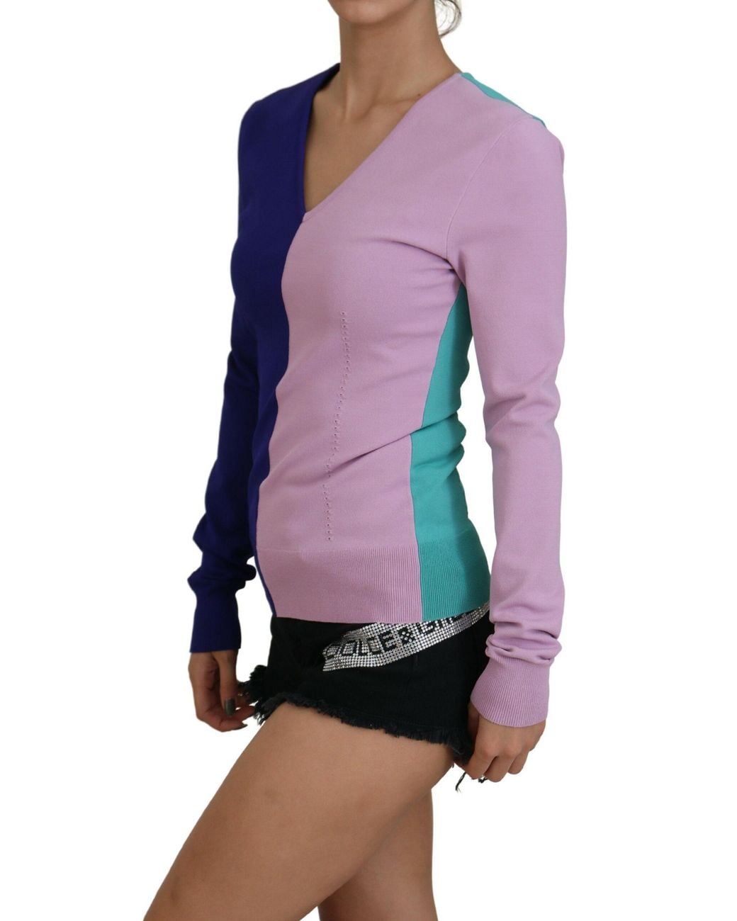 Dolce & Gabbana Purple V-neck Long Sleeves Sweater Viscose