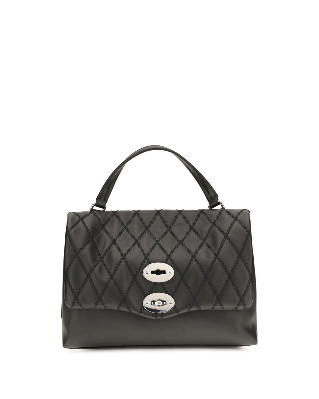 Zanellato Black Postina Tramè Leather Top Handle Bag Calf Bos Taurus Shoulder