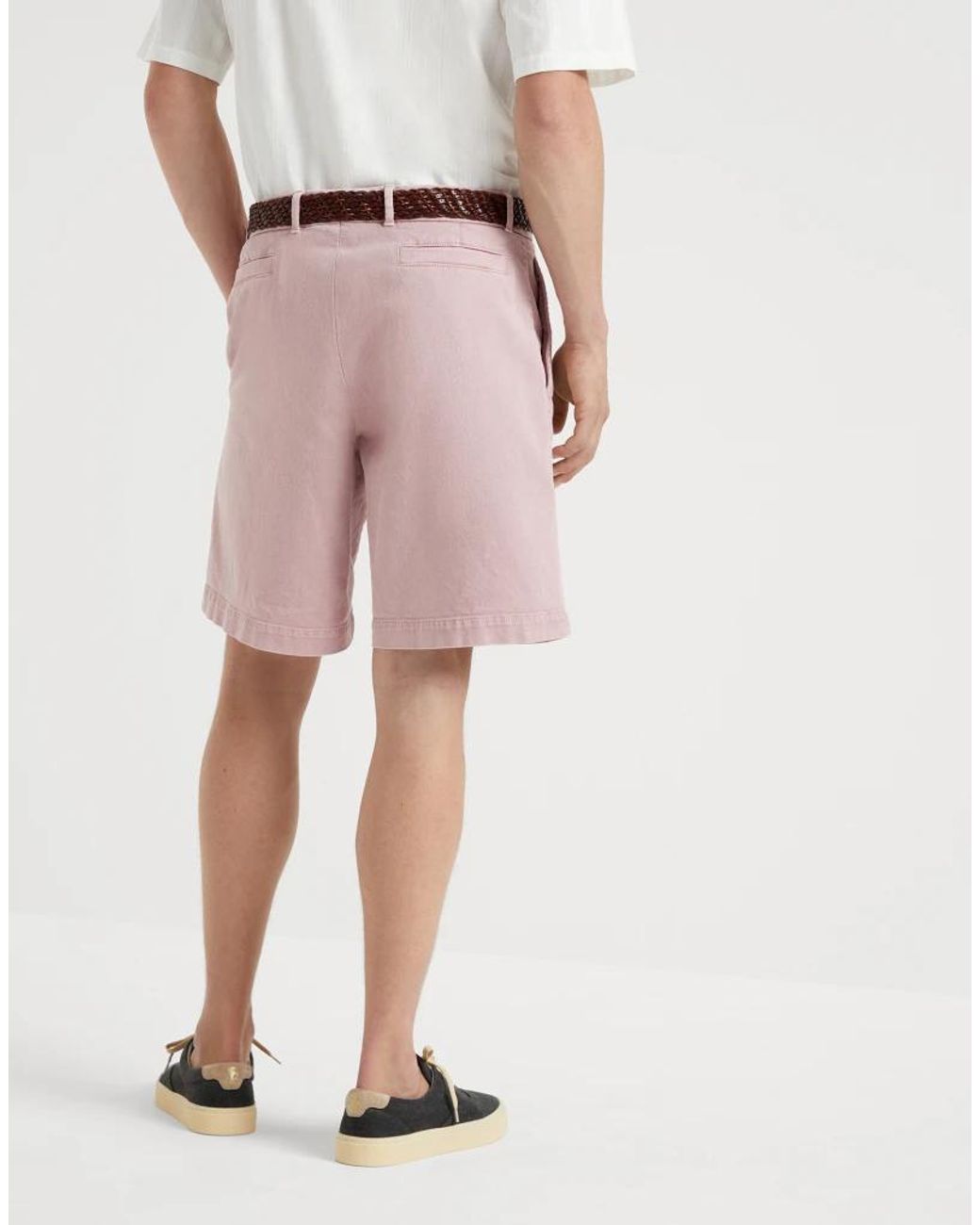 Brunello Cucinelli Pink Cotton Bermuda Shorts for men