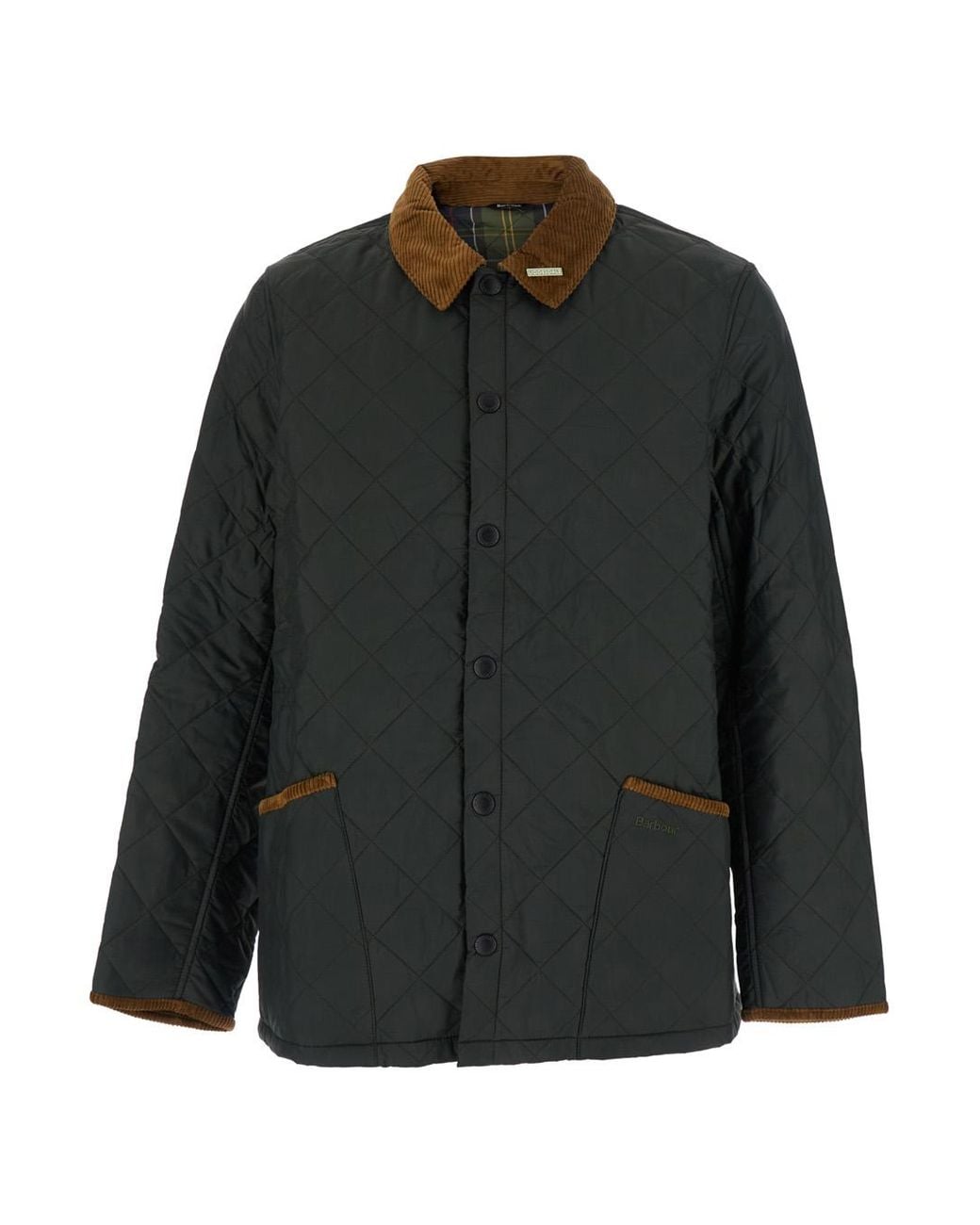 Barbour Black Quilted Jacket Powell Tech Fabric Coat for men