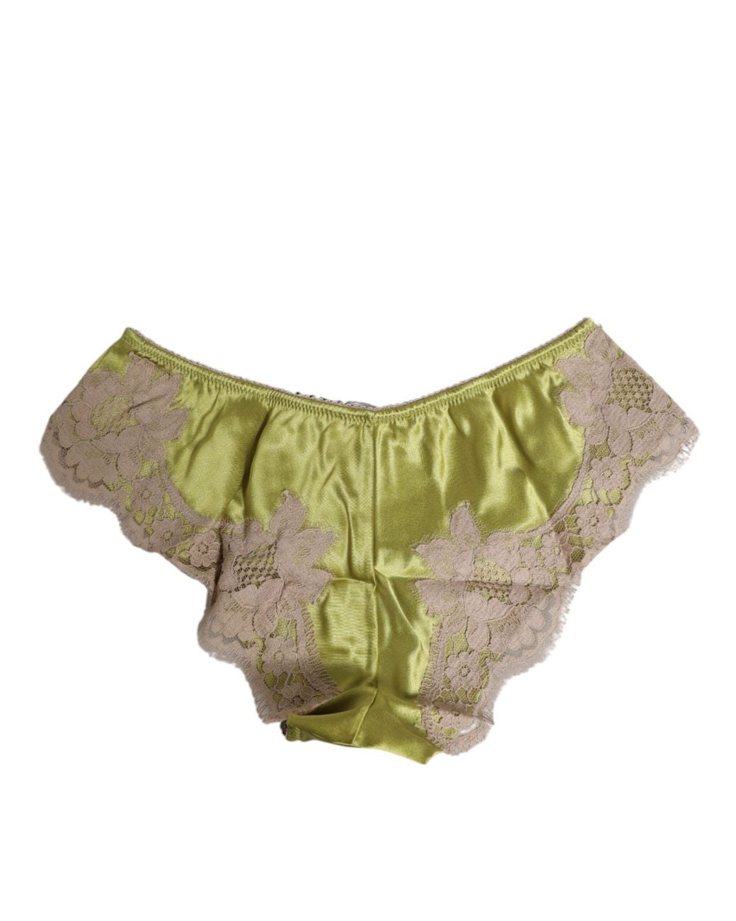 Dolce & Gabbana Green Silk Satin Lace Trim New Slip Underwear Clothing