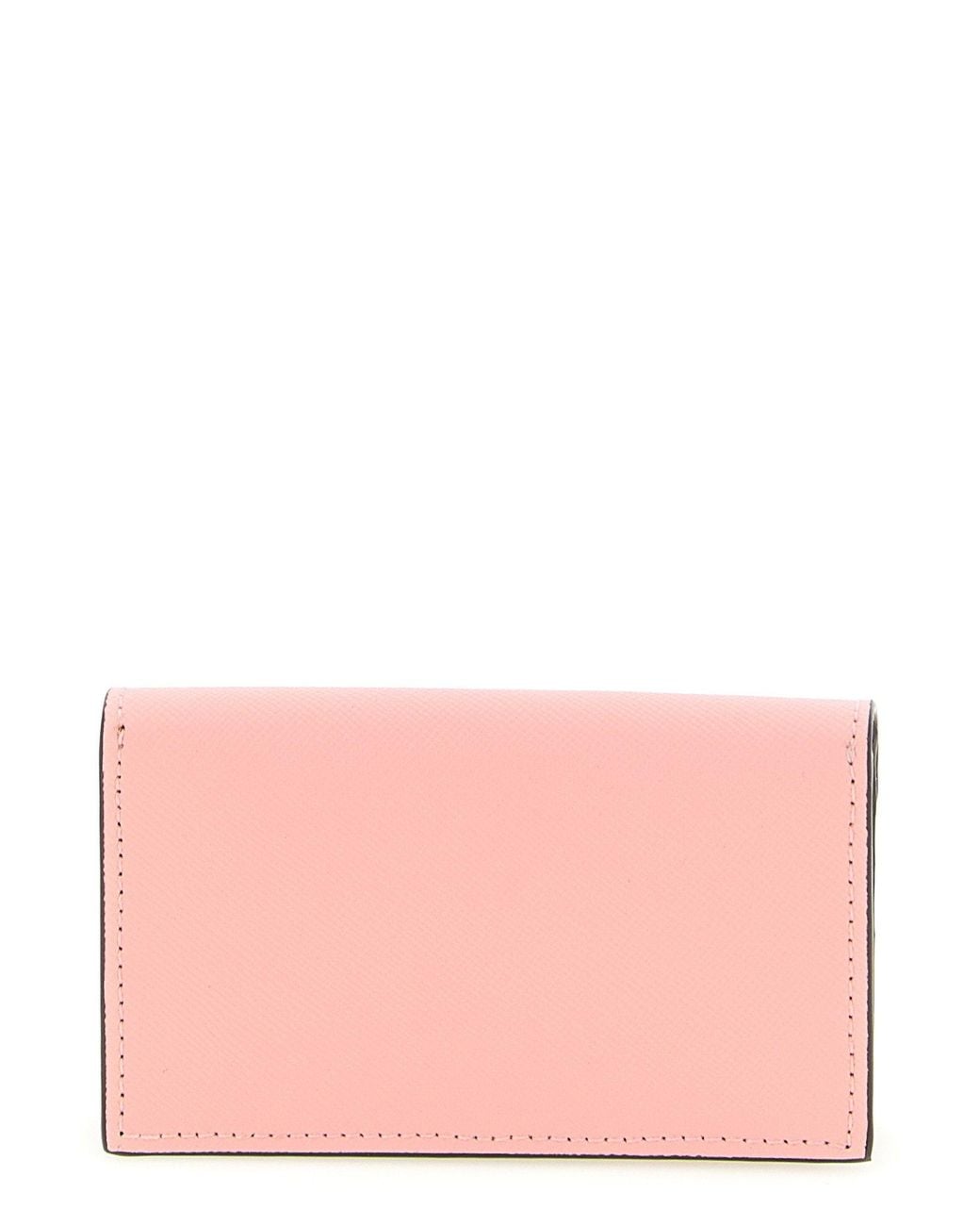 Marni Pink Logo-Embossed Saffiano Leather Card Case
