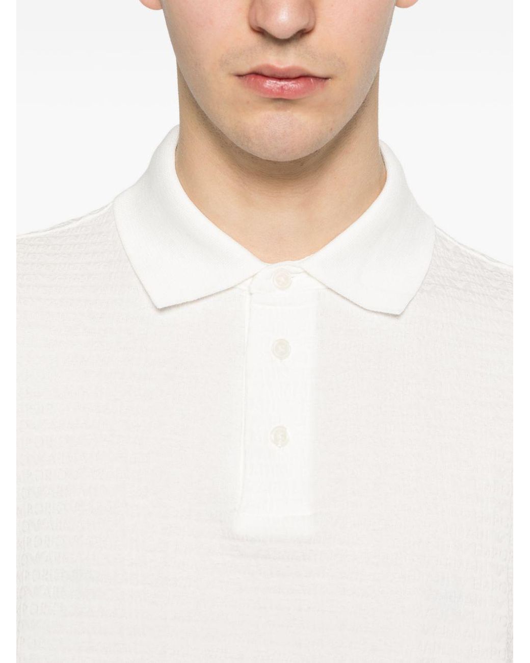 Emporio Armani White Cotton Logo Polo for men