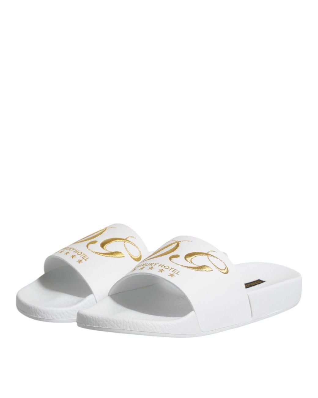 Dolce & Gabbana Metallic Leather Slides Sandals Beachwear Shoes Calfskin for men
