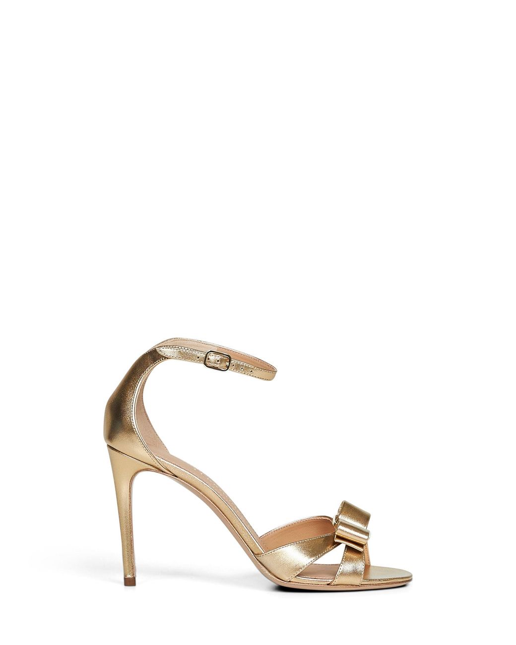 Ferragamo Metallic Laminated Nappa Leather Roxy Vara Bow Sandals