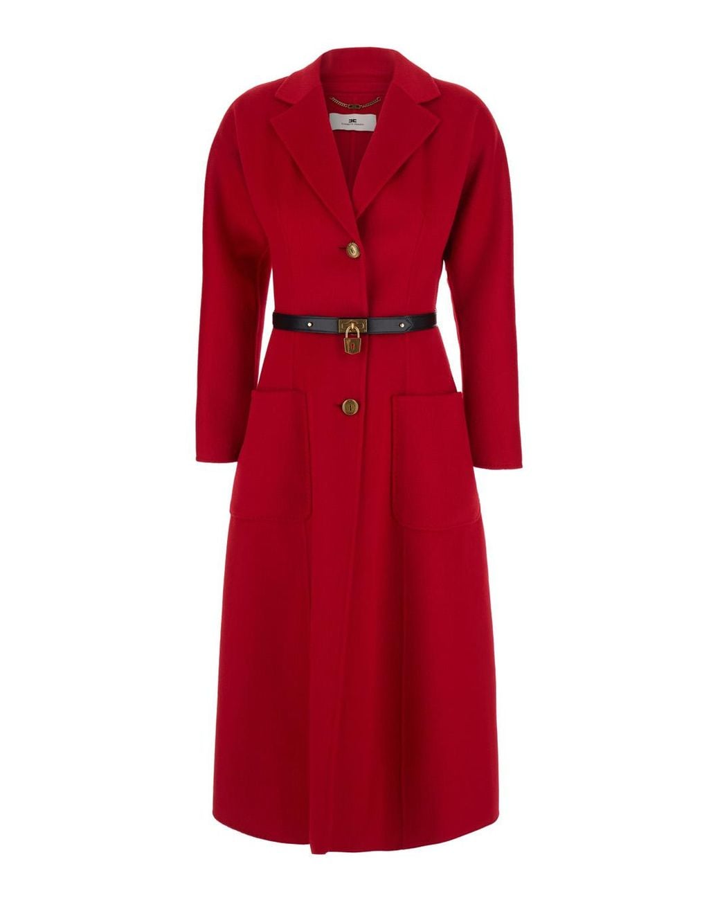 Elisabetta Franchi Red Single-Breasted Coat Fabric