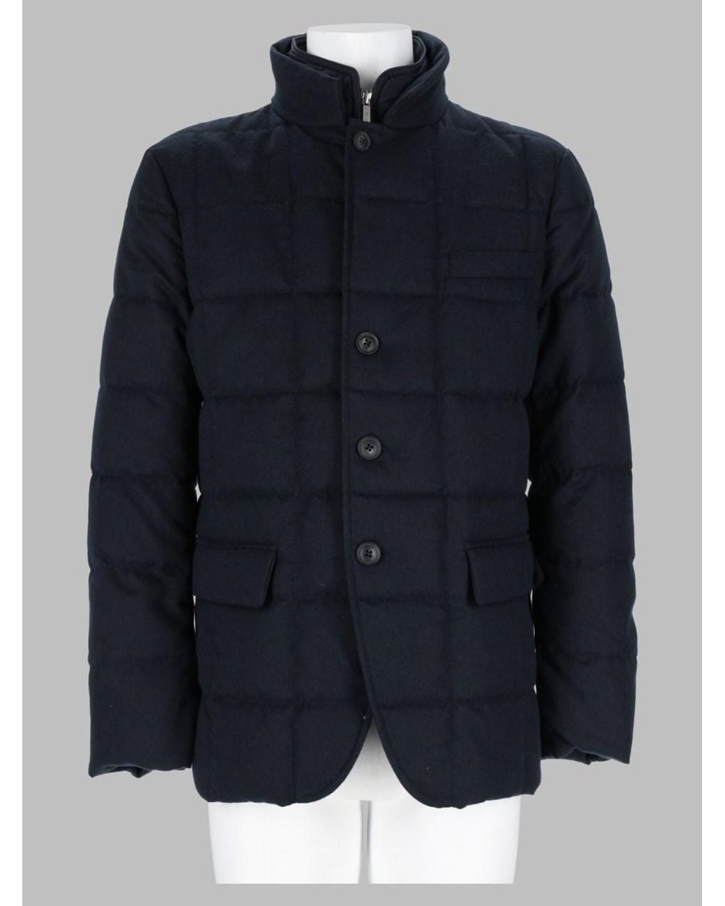 Fay Blue Quilted Jacket With High Collar Polyester Trench & Raincoats for men