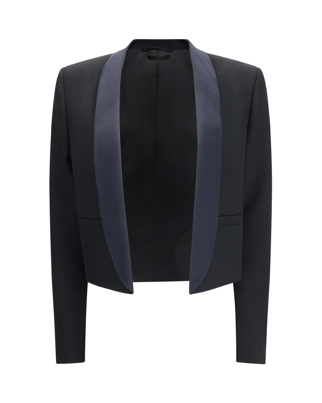 Tom Ford Blue Cropped Single-Breasted Jacket-Deep/Deep Wool