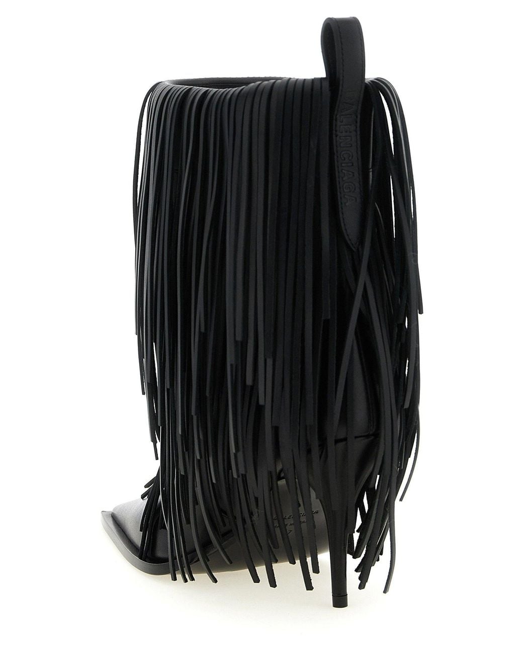 Balenciaga Black Fringe Leather Ankle Boot