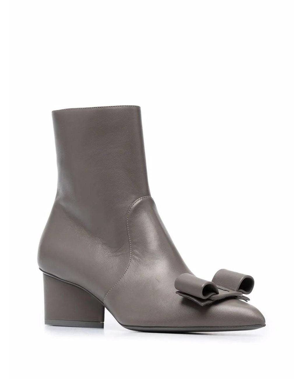 Ferragamo Gray 50Mm Viva Bow-Detail Ankle Boots
