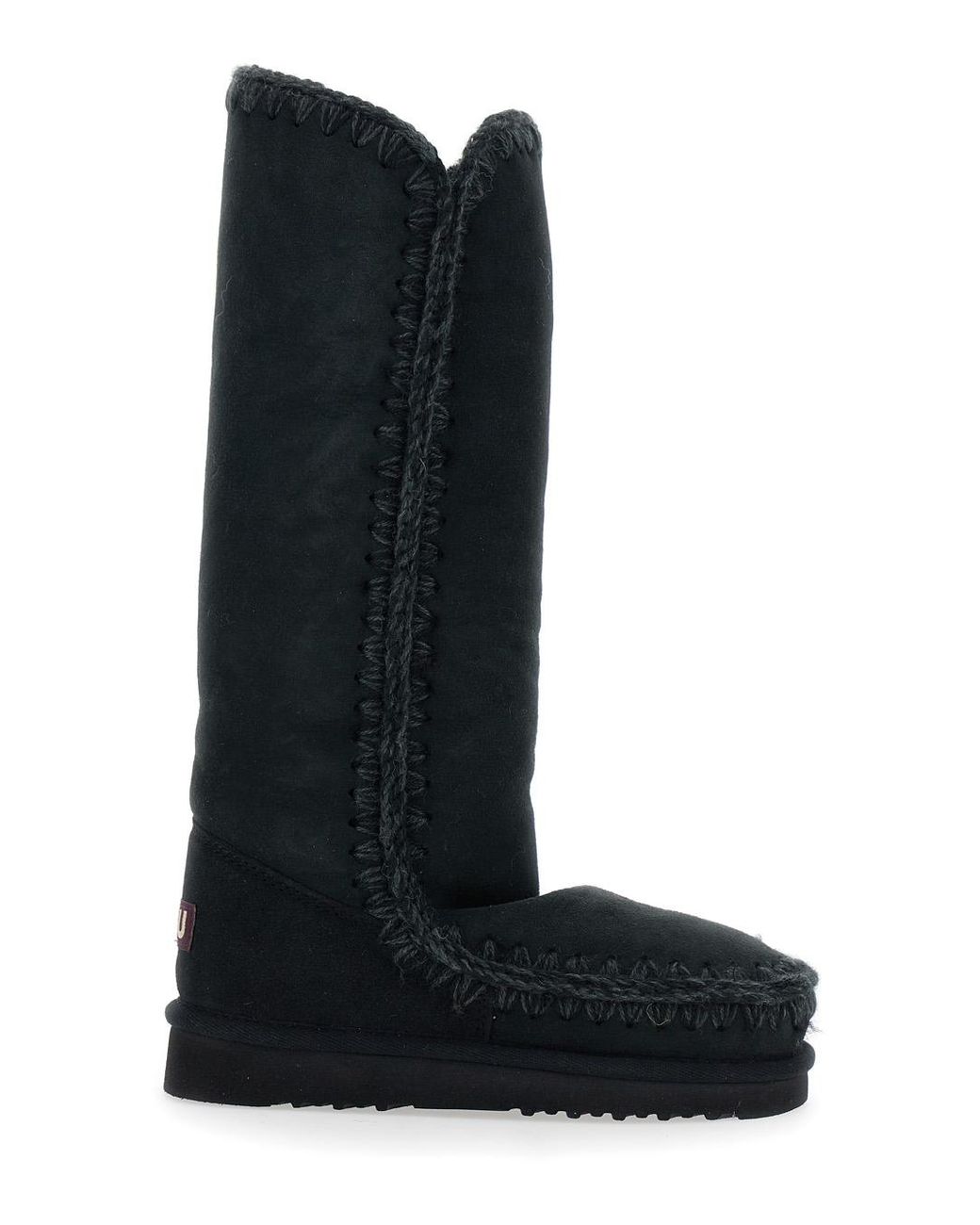 Mou Black Eskimo Boots With Braided Effect And Logo Patch On The Rear